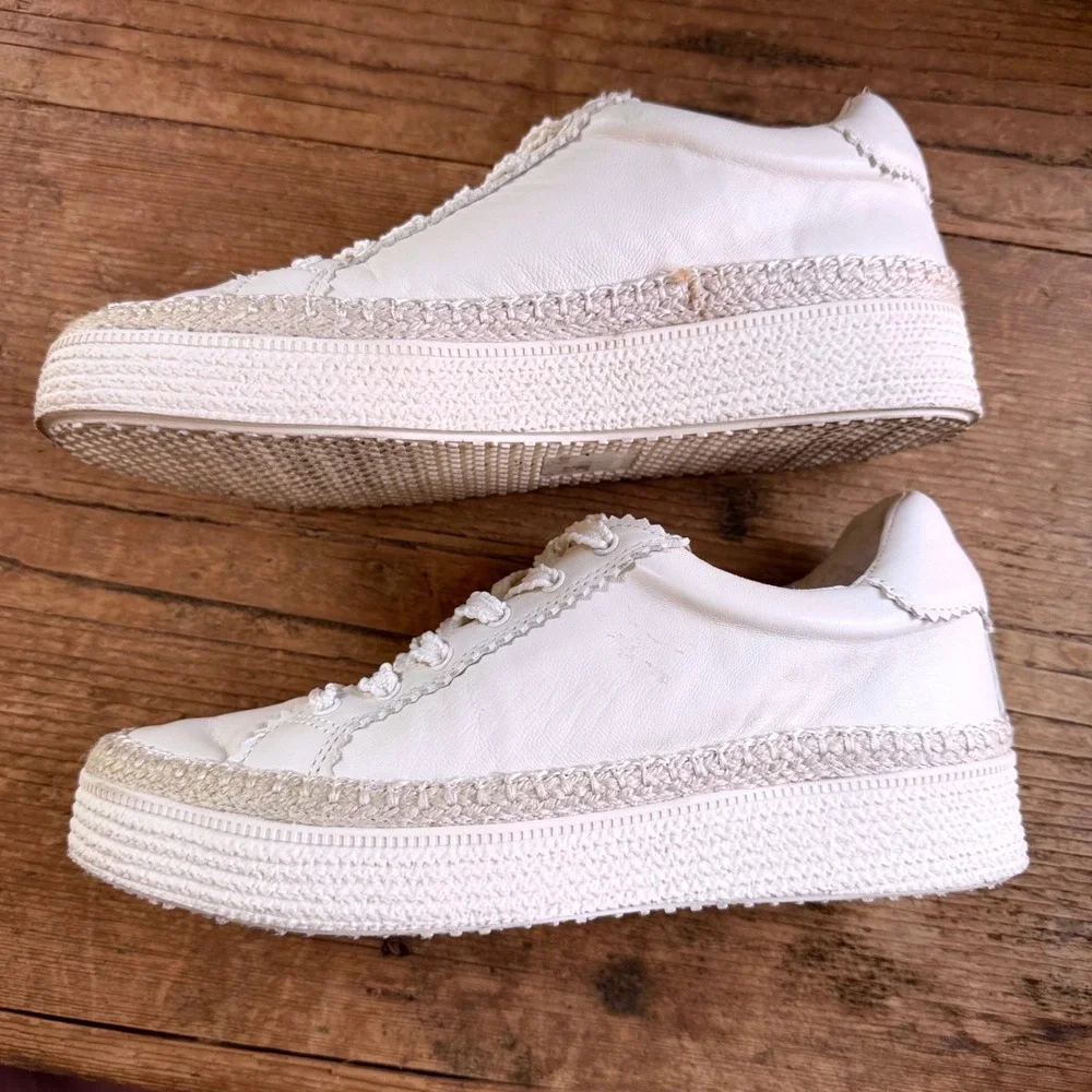 Dolce Vita Platform Sneakers Women 7.5 White Leather Crochet Trim